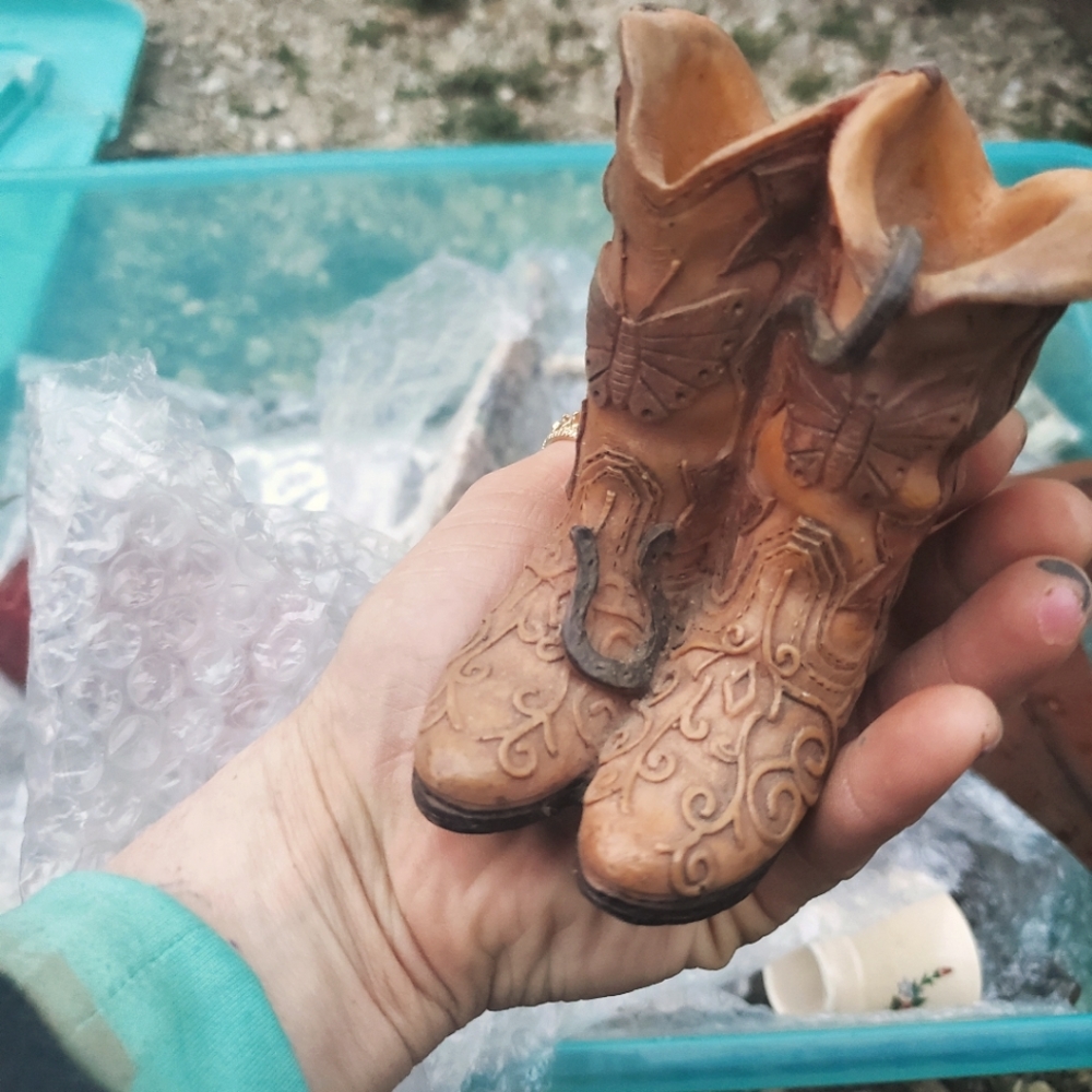 Pair of western style decor boots